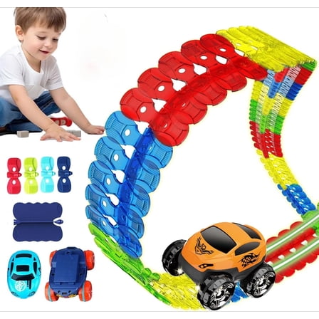 2026 New Anti Gravity Race Track Set with Car - 360° Electric Climbing, Multicolor Glow in Dark, Flexible Light-Up Kids Race Track