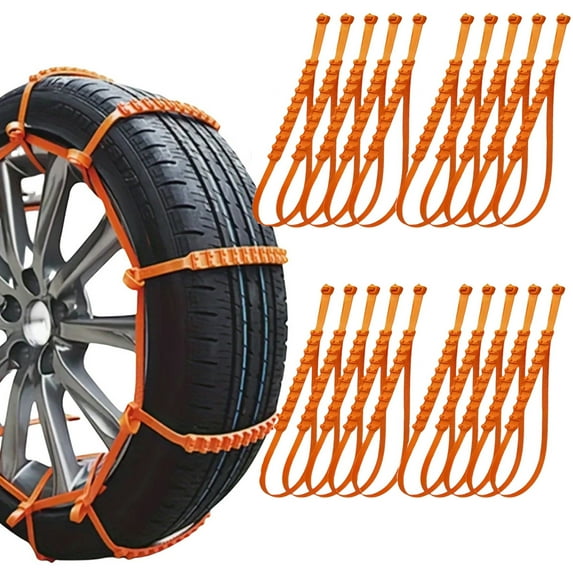 2026 New Anti-skid Chains, Universal Anti-Skid Snow Tire Chains, Emergency Traction Cables for Cars SUVs Trucks, Anti-skid Belt, Reusable Winter Safety Chains for Snow Ice Mud (20PCS)