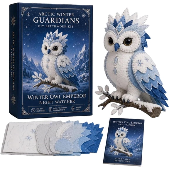 2026 New Arctic Winter Guardians DIY Patchwork Kit, Felt Animal Sewing Kit for Beginners, 3D Stuffed Animals Mythical Creature, Pre-Cut Handmade Craft Kit, Creative Gift for Kiddo Women Men (Owl)