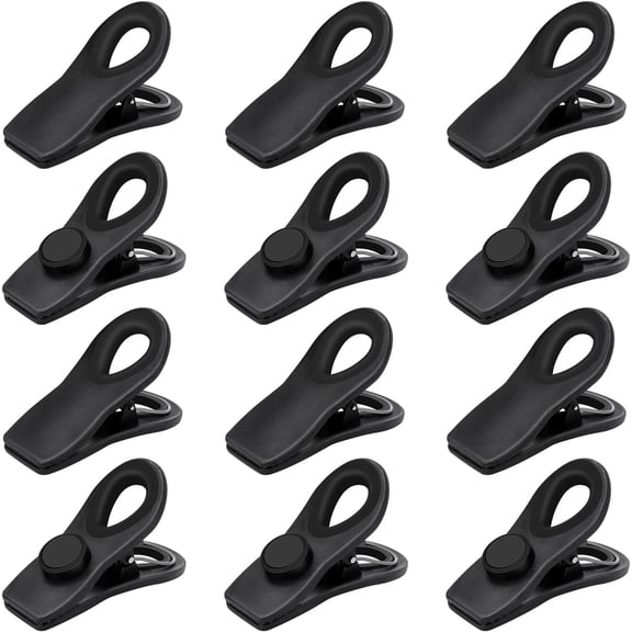 2026 New Arrival Black Magnetic Chip Clips 12 Pack, Airtight Sealing Bag Clips for Kitchen Pantry Food Storage
