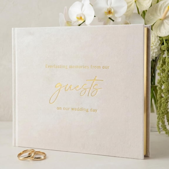 2026 New Arrival Elegant Velvet Wedding Guest Book, Blank Sign-In Notebook with Polaroid Photo Space for Wedding Reception & Bridal Shower Memory Keepsake
