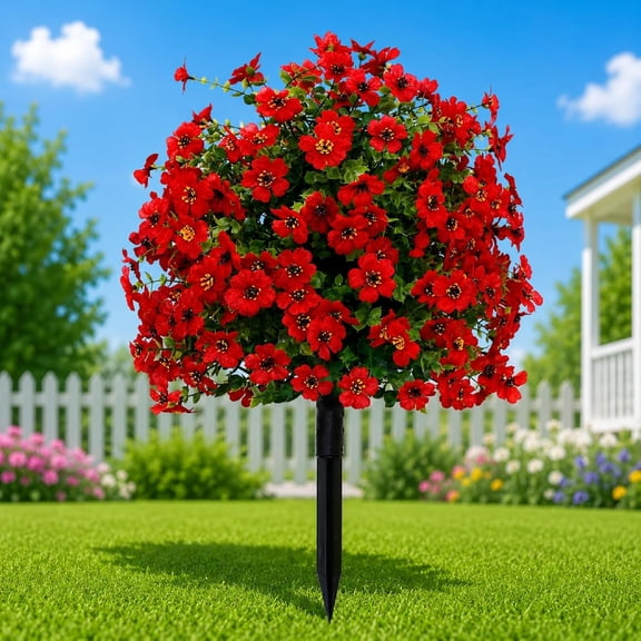 2026 New Artificial Flowers For Outdoors With Stakes - Fleur Artificielle Exterieur Hanging Flowers For Outdoors - Faux Plastic Greenery Shrub Decor for Home Porch Yard Patio