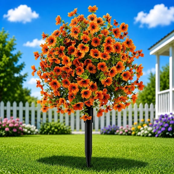 2026 New Artificial Flowers For Outdoors With Stakes - Fleur Artificielle Exterieur Hanging Flowers For Outdoors - Faux Plastic Greenery Shrub Decor for Home Porch Yard Patio
