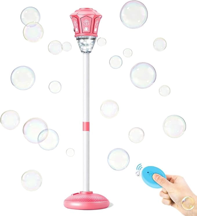 2026 New Automatic Bubble Machine for Kids, Rechargeable Bubble Torch Garden Lamp, Adjustable Height Street Light for Outdoor Garden, Patio, Wedding, Party and Event Decor(Pink)