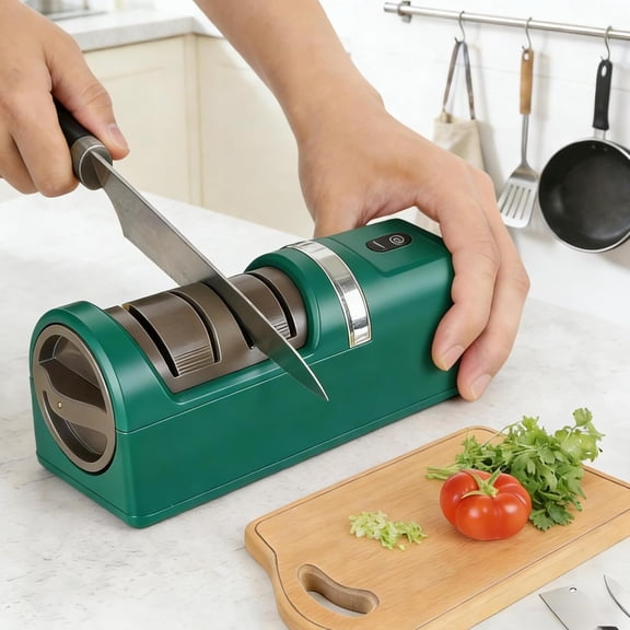 2026 New Automatic Kitchen Knife Sharpener, Cordless Electric Knife Sharpener with Dual-Mode, Stainless Steel Blade Restore Tool for All Knives and Scissors
