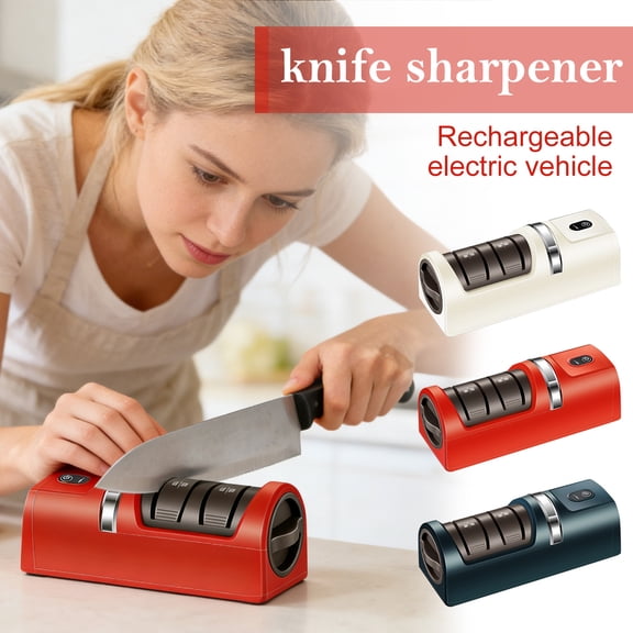 2026 New Automatic Kitchen Knife Sharpener – Cordless, Rechargeable, Portable | Diamond Grinding Wheel & Strong Suction Base | Compatible with Most Household Knives (Black)