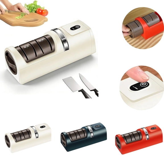 2026 New Automatic Kitchen Knife Sharpener – Cordless, Rechargeable, Portable | Diamond Grinding Wheel & Strong Suction Base | Compatible with Most Household Knives