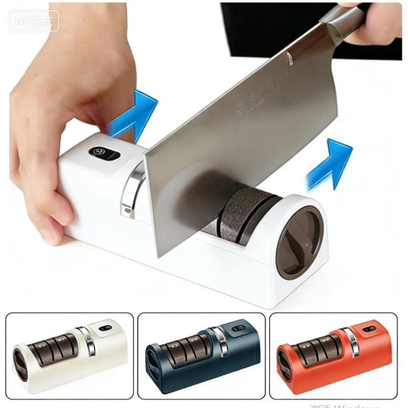 2026 New Automatic Kitchen Knife Sharpener – Cordless, Rechargeable, Portable | Diamond Grinding Wheel & Strong Suction Base | Compatible with Most Household Knives