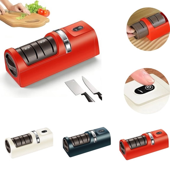 2026 New Automatic Kitchen Knife Sharpener – Cordless, Rechargeable, Portable | Diamond Grinding Wheel & Strong Suction Base | Compatible with Most Household Knives