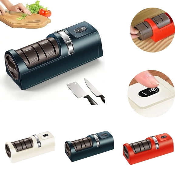 2026 New Automatic Kitchen Knife Sharpener – Cordless, Rechargeable, Portable | Diamond Grinding Wheel & Strong Suction Base | Electric Knife Sharpener, Compatible with Most Household Knives
