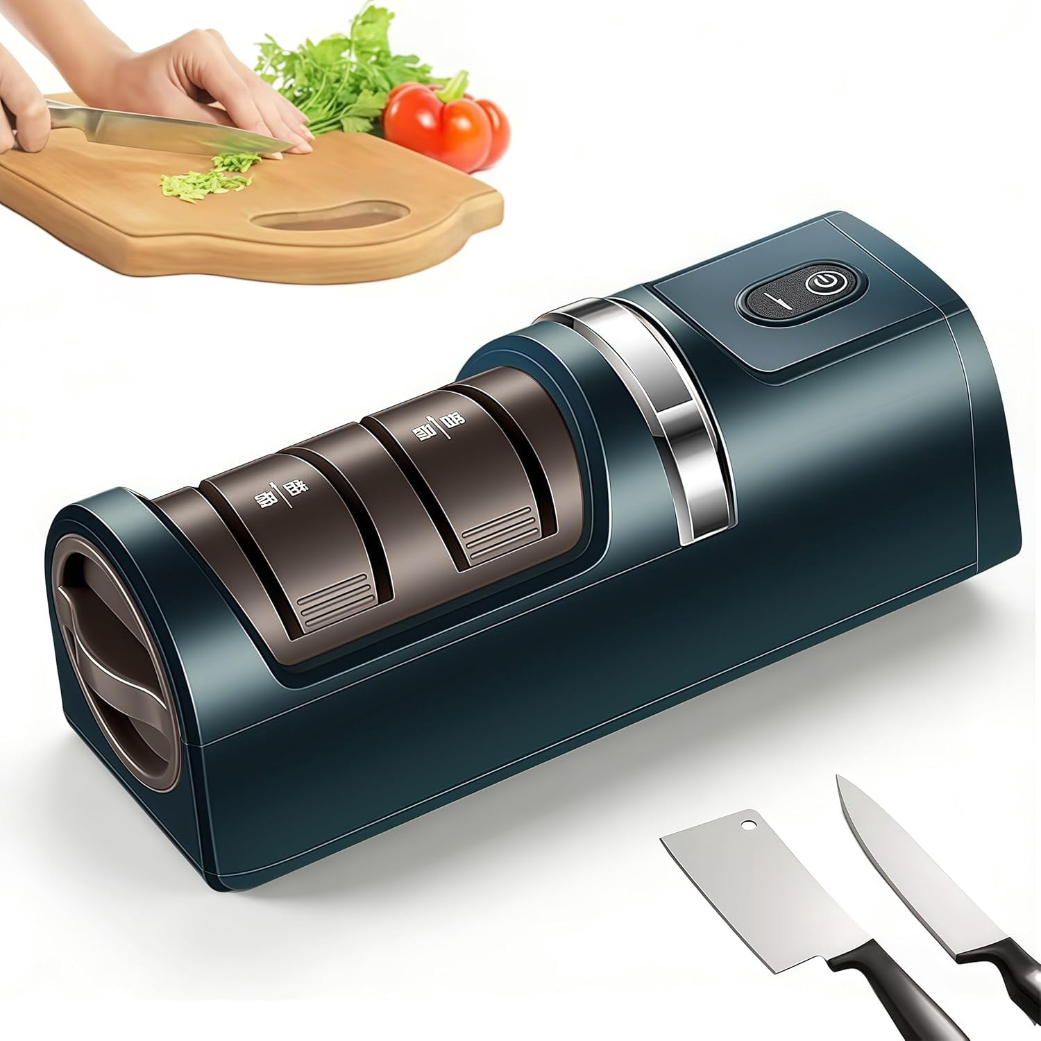 2026 New Automatic Kitchen Knife Sharpener – Cordless,USB Rechargeable Automatic 3-Stage Kitchen Knife Sharpener with Strong Suction Base,for Most Straight-Edge Kitchen Knives