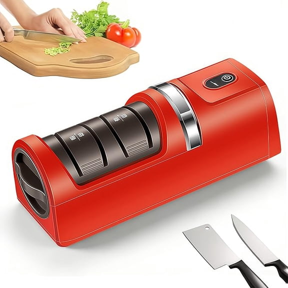 2026 New Automatic Kitchen Knife Sharpener – Electric Knife Sharpener, Cordless, Rechargeable, Portable | Diamond Grinding Wheel & Strong Suction Base | Compatible with Most Household Knives