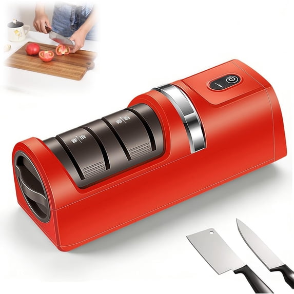 2026 New Automatic Kitchen Knife Sharpener, USB Rechargeable Cordless 3-Stage Professional Tool with Diamond Wheel for All Knives and Scissors