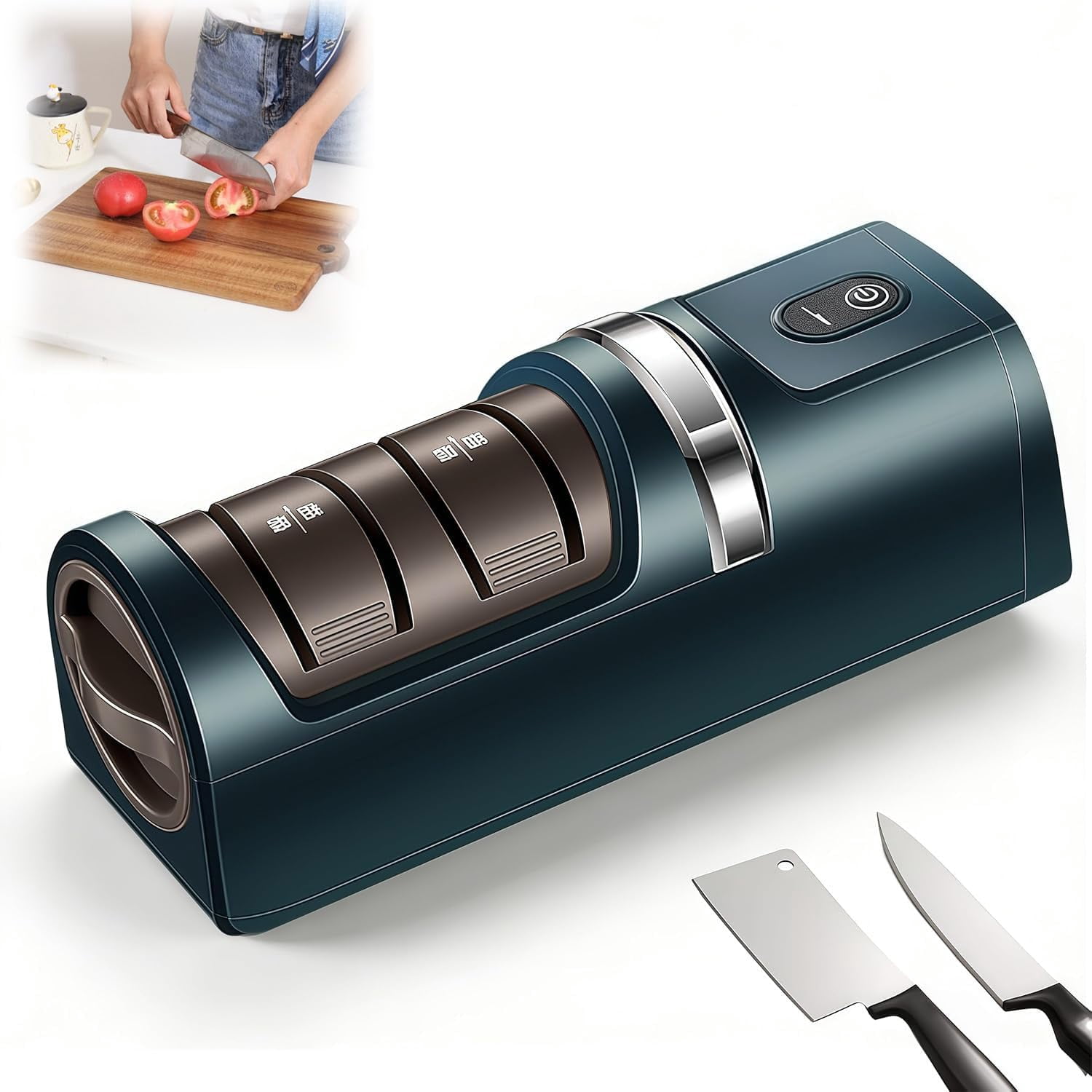 2026 New Automatic Kitchen Knife Sharpener, USB Rechargeable Cordless 3-Stage Professional Tool with Diamond Wheel for All Knives and Scissors