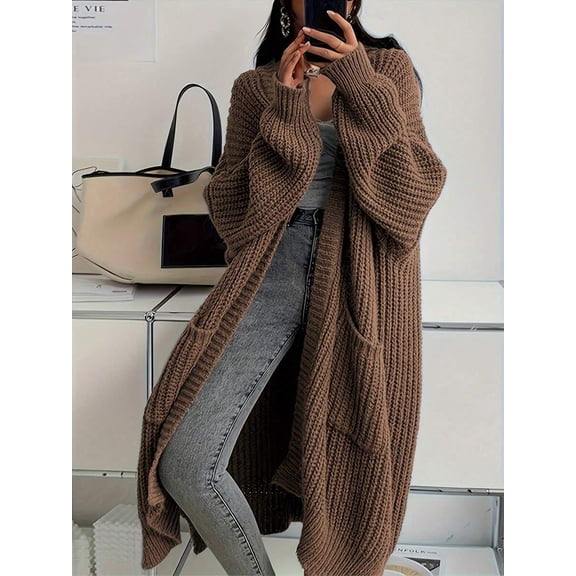 2026 New Autumn/Winter Women's Fashion Elegant Casual Commute Versatile Knit Long Cardigan Sweater