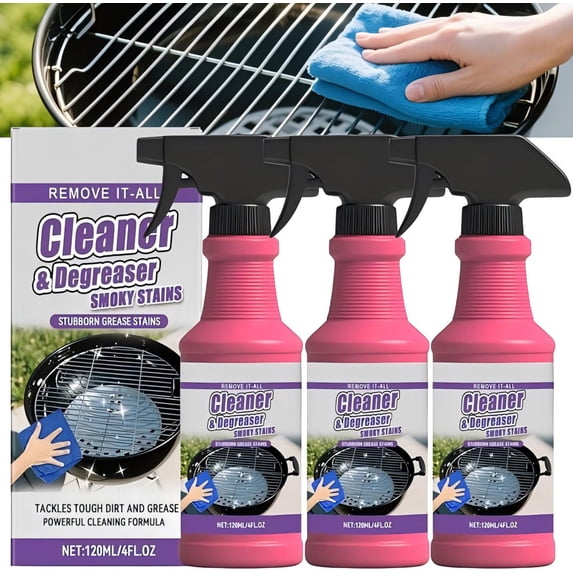 2026 New BBQ Grill Cleaner, Multi Functional Grease Remover for Outdoor Grill, Grill Cleaning Spray for Kitchen, Easily Off Oven Cleaner for Home (3 PCS)