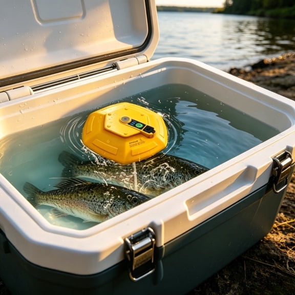 2026 New Bait Bucket Aerator for Fishing, Floating & Rechargeable IPX7 Waterproof Oxygen Pump, Ultra-Quiet Bubbler for Live Minnows, Portable Fish Tank & Aquarium Aerator