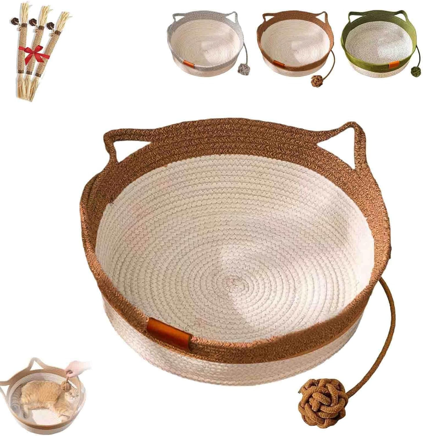 2026 New Basket for Cats with Durable Cotton Rope Weave, Lightweight All-Season Indoor Comfort and Secure Nesting Design for Relaxed Lounging