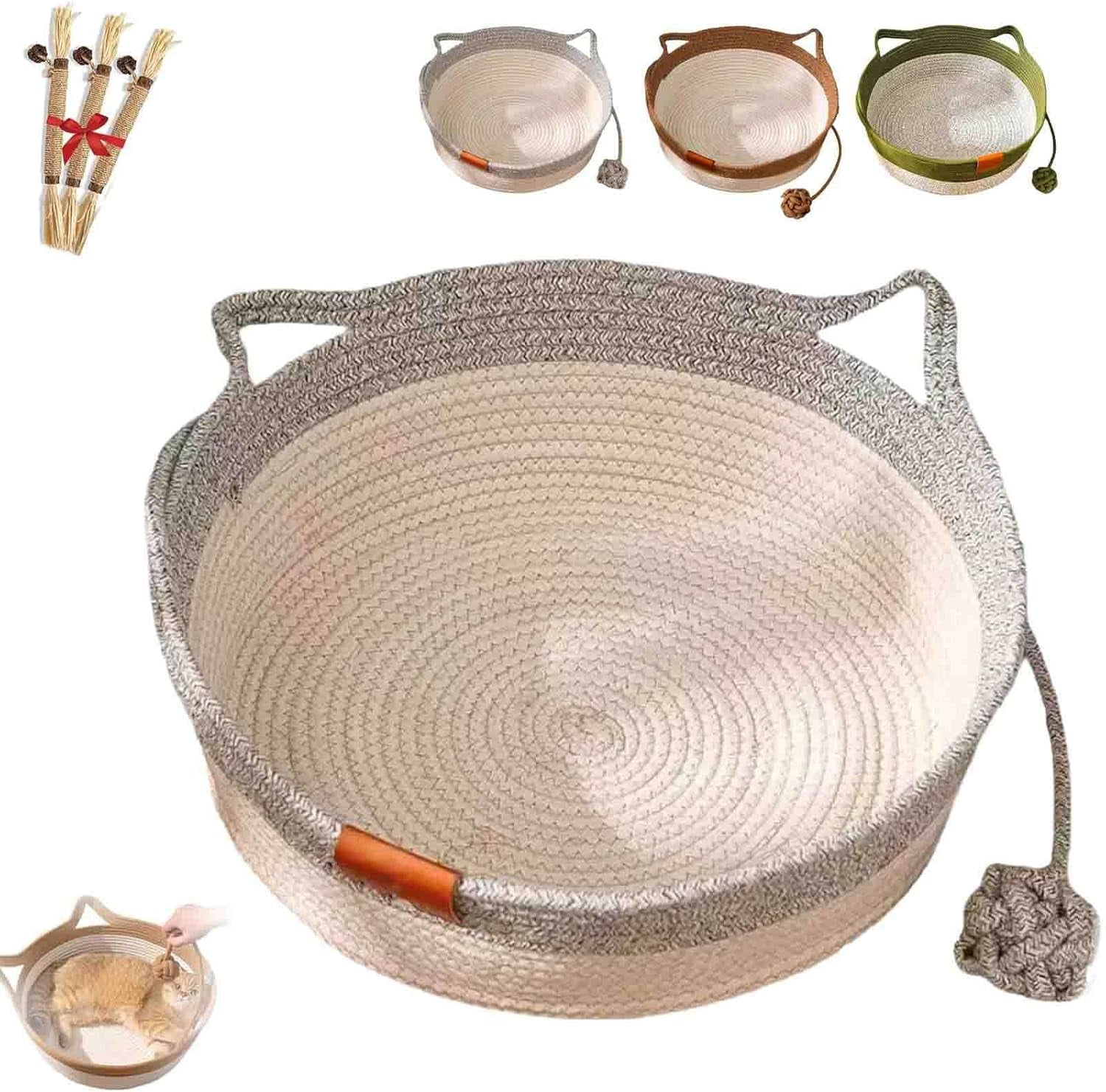 2026 New Basket for Cats with Durable Cotton Rope Weave, Lightweight All-Season Indoor Comfort and Secure Nesting Design for Relaxed Lounging