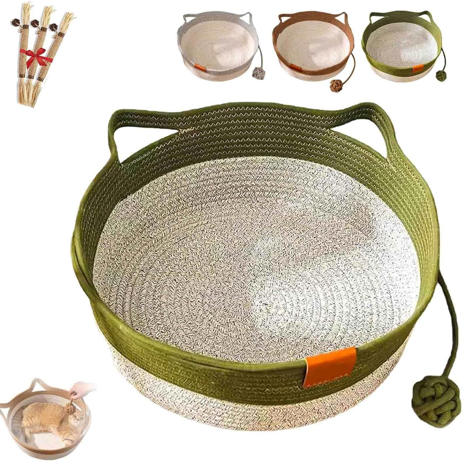 2026 New Basket for Cats with Durable Cotton Rope Weave, Lightweight All-Season Indoor Comfort and Secure Nesting Design for Relaxed Lounging
