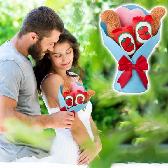 2026 New Bear Stuffed Animal Flower Bouquet, Colorful Plush Flower Arrangement with Heart Accents, Valentine's Day or Mother’s Day Gift Idea, Unique Floral Gift