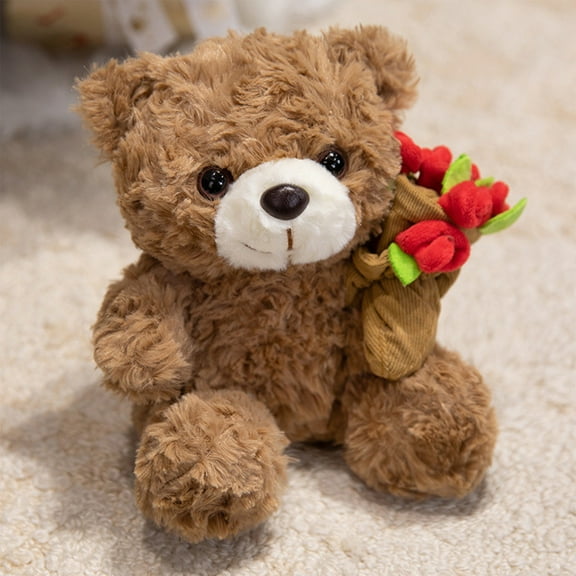2026 New Bear Stuffed Animal Plush Toys with Rose, Cute Bear Stuffed Animals for Girls and Boys, Soft Plush Toys for Birthday Gifts, Valentine's Day Gifts - Kawaii Plushies Pillow