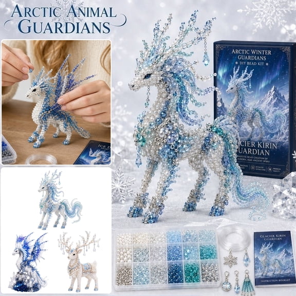 2026 New Beginner Friendly 3D Beaded Animal Craft Kit, Mythical Ice Creature Beading Set, Relaxing Hobby Project for Adults and Teens (Ice Horse)