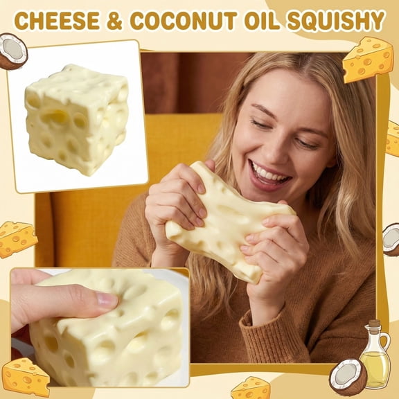 2026 New Big Cheese Shapeable Ball ,Super Soft Giant Cheese , Mystery Cheese,Sensory Squeeze C heese Cube for Everyone Anxiety Relief,1Pc
