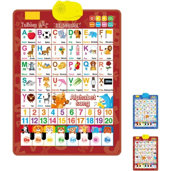 2026 New Bilingual Talking Wall Chart for Kids,English and Spanish Wall Chart for Kids,Toddler Learning Poster Ages 2-6