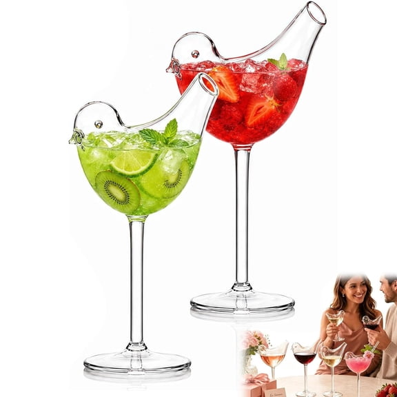 2026 New Bird Bam Glasses, 150ml/5.2 Oz Birds Bam Cheers Glasses, Unique Creative Bird Shaped Glass, Funny Clear Crystal Glasses for Champagne Mixed Drinks Party Wedding Home Decor