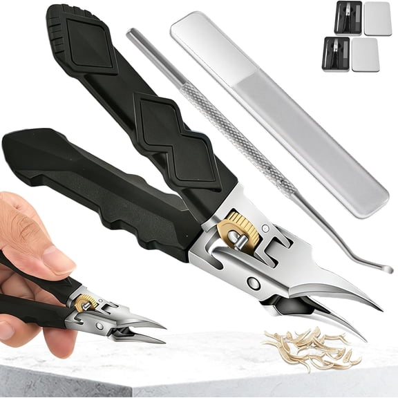 2026 New Black Anti-Slip Grip Gear Lock Nail Clipper Set, Ultra Sharp Nail Clippers for Precise Access to Nail Grooves, All-in-One Manicure Tool Set for Men & Seniors (Set*2)