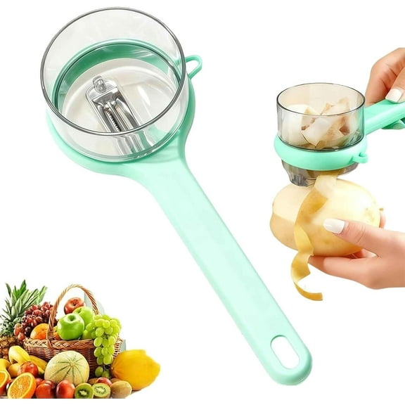 2026 New with Box Storage Kitchen Special Fruit Peeler - Built-in Container, Double-Sided Stainless Steel Blade for Fast Peeling Fruits and Vegetables