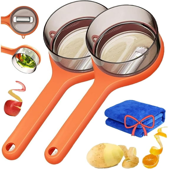 2026 New with Box Storage Kitchen Special Fruit Peeler, Fruit and Vegetable Peeler with Container, Double-Sided Stainless Steel Peeling Knife for Home Kitchen