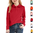 thumbnail image 1 of 2026 New Boys Girls Polo Shirt Fashion Casual Long Sleeve Lapel Golf Shirt Lightweight Quick Dry Button School Uniform Red 4-5 Years, 1 of 4