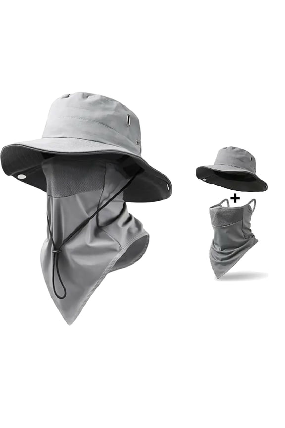 2026 New Breathable Fisherman Hat with Detachable Face Mask, Fishing Hats for Men Sun Protection Face Cover Adjustable Unisex