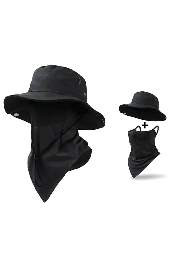 2026 New Breathable Fisherman Hat with Detachable Face Mask, Fishing Hats for Men Sun Protection Face Cover Adjustable Unisex