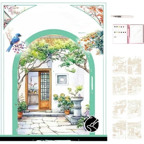 2026 New Breathly Watercolor Kit - 3-Fold Aquarelle Pad, Coloring Book & Paint Set, Relaxation Art Therapy for Beginners & Enthusiasts