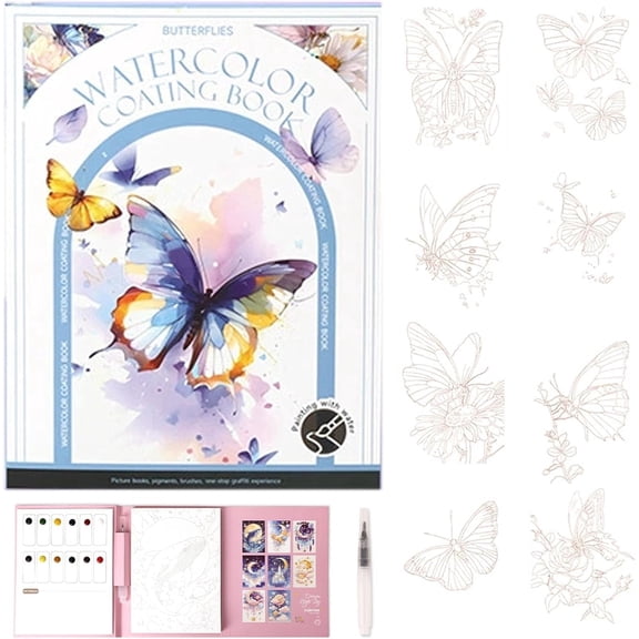 2026 New Watercolor Kit, All-in-One Watercolor Painting Book with Embedded Paints & Brush, Portable 3-Panel Pad for Beginners & Enthusiasts