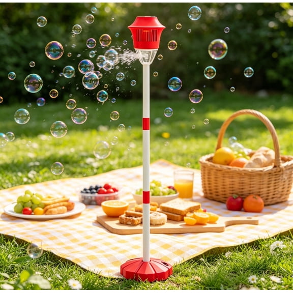 2026 New Bubble Machine, 47" Rechargeable Automatic Bubble Maker, 3-Level Adjustable Heights, Detachable Bubble Wand for Outdoor Party Wedding, Includes Bubble Solution Red