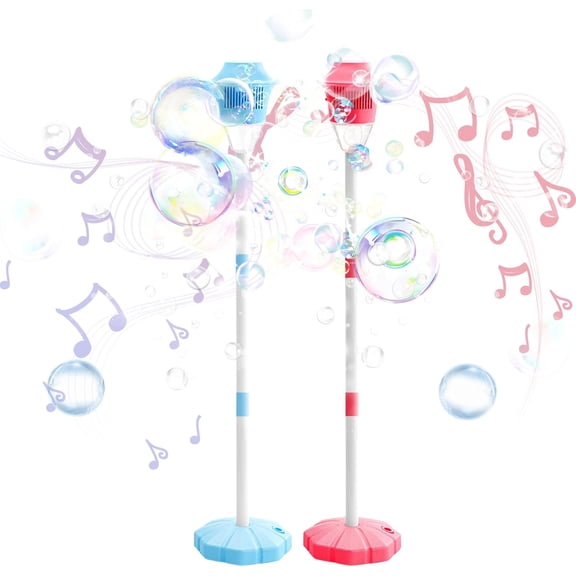 2026 New Bubble Machine for K-ids, 47" Rechargeable Automatic Bubble Maker with Light Music, 3-Level Adjustable Heights, Detachable Bubble Wand for Outdoor Party Wedding, Includes Bubble Solution