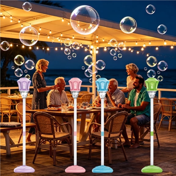 2026 New Bubble Machine for Kids, Automatic Handheld Bubble Device with Decorative Bubble Machine Lamp, Steady Bubble Output for Summer Outdoor Play (Pink)