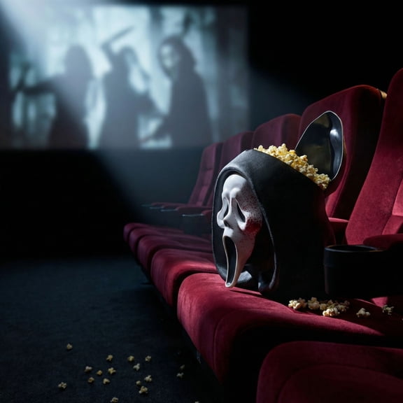 2026 New Bust Cinemark Exclusive Scream 7 Ghostface Popcorn Bucket,Scream Ghostface Molded Plastic Popcorn Bucket,Funny Ghostface Shaped Popcorn Bucket for Movie Fans Halloween Decor and Daily Uses