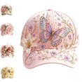 thumbnail image 1 of 2026 New Butterfly Baseball Cap for Women/Men, Adjustable 22 to 23.6 Inch Embroidered Garden Morning Cap, Rhinestone Floral Pink Caps, 1 of 8