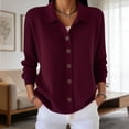 thumbnail image 1 of 2026 New Button Up Cardigan for Women, Long Sleeve Lapel Collared Knit Tops, Lightweight Relaxed Fit Casual Sweater(Red,XL), 1 of 4