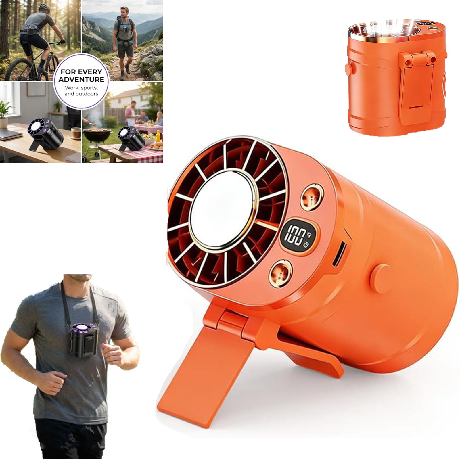 2026 New Car Clip on Air Conditioner Fan with LED Display, 360° Rotation Personal Cooling Fan, Portable Mini Cooling System for Auto Vehicle USB Rechargeable, for Cars, Work, Camping