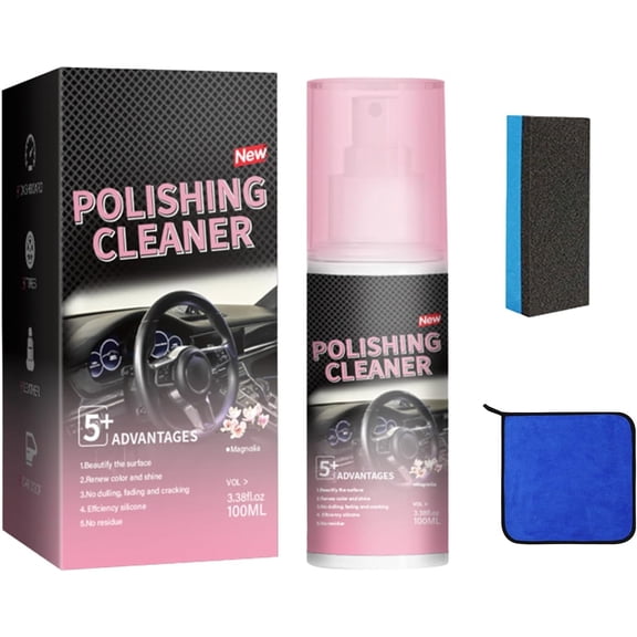 2026 New Car Interior Protectant Spray – Multi-Surface Polishing Cleaner & Car Wipes for Dashboard, Leather, Plastic – Interior Cleaning & Shine Care (Pink,1pcs)