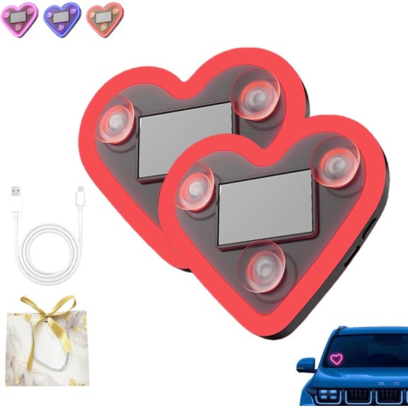 2026 New Car LED Light,Car Solar Heart Led Light,Solar Powered Wireless Led Heart Shape C-Pillar Light,Auto Day-Charge,Ip65 Waterproof, Switchable Modes,Romantic Gift