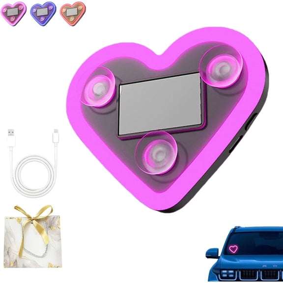 2026 New Car LED Light,Car Solar Heart Led Light,Solar Powered Wireless Led Heart Shape C-Pillar Light,Auto Day-Charge,Ip65 Waterproof, Switchable Modes,Romantic Gift