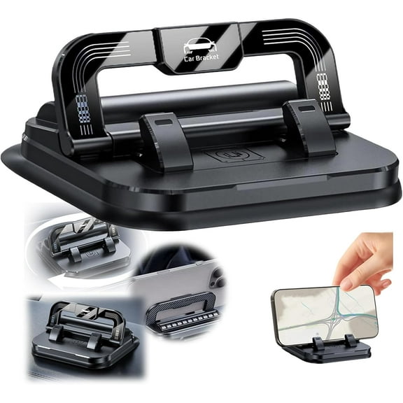 2026 New Car Phone Holder 360 Degree Rotation Suitable for Car Navigation in-Car Dashboard Universal Dashboard Phone Holder 360 Rotatable Dash Cell Phone Holder Dash Mounted Mobile Holder (Black)