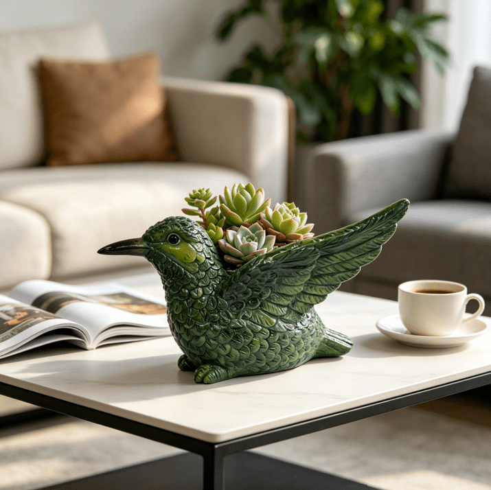 2026 New Cardinal Bird Succulent Planter, Red Bird Flower Pot with Drainage Hole, Nature-Inspired Gardening Décor for Home, for Outdoor Plants 1PC Green